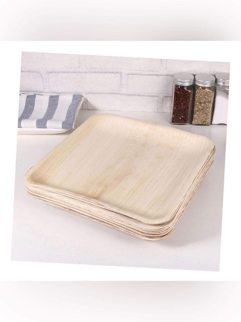 EcoSoul 6-Inch Square Palm Leaf Plates 200 Count Sealed Packs